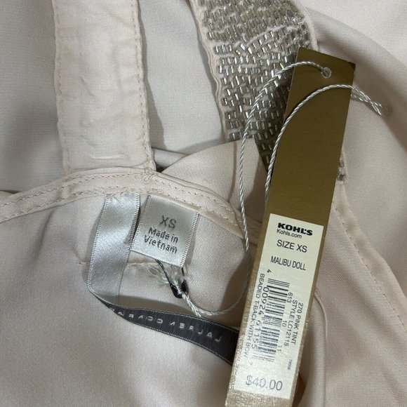 Lauren Conrad Womens Beaded T Back w/Bow Tank Top Size XS Cream Pink Tint - Picture 8 of 8